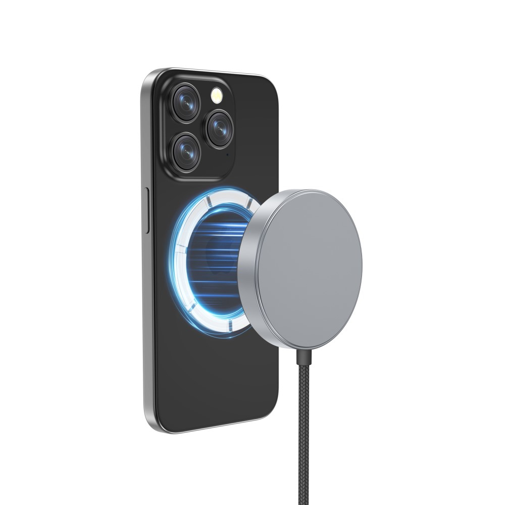 (1.5m) 15W Qi2 USB C auf MagSafe Ladegerät Magnetischer Wireless Charger - Schwarz