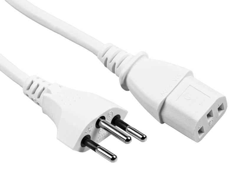 FURBER.power Netzkabel C13-T12 0.2 m Weiss Kaltgerätekabel H05 VV-F 3G0.75