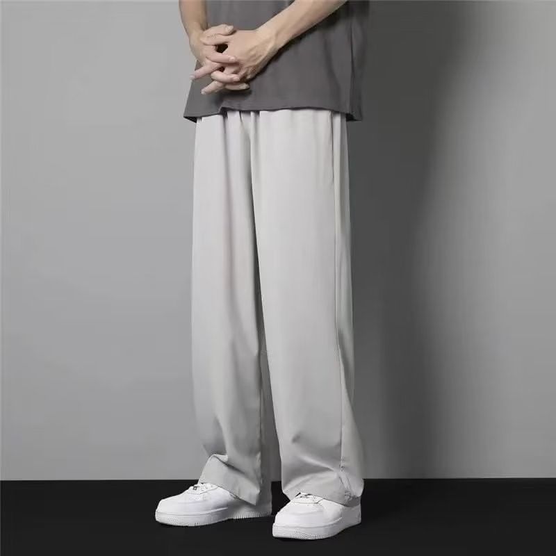 Acrius - Mid Rise Plain Loose Fit Broek / Cropped Harem Broek met Trekkoord Taille