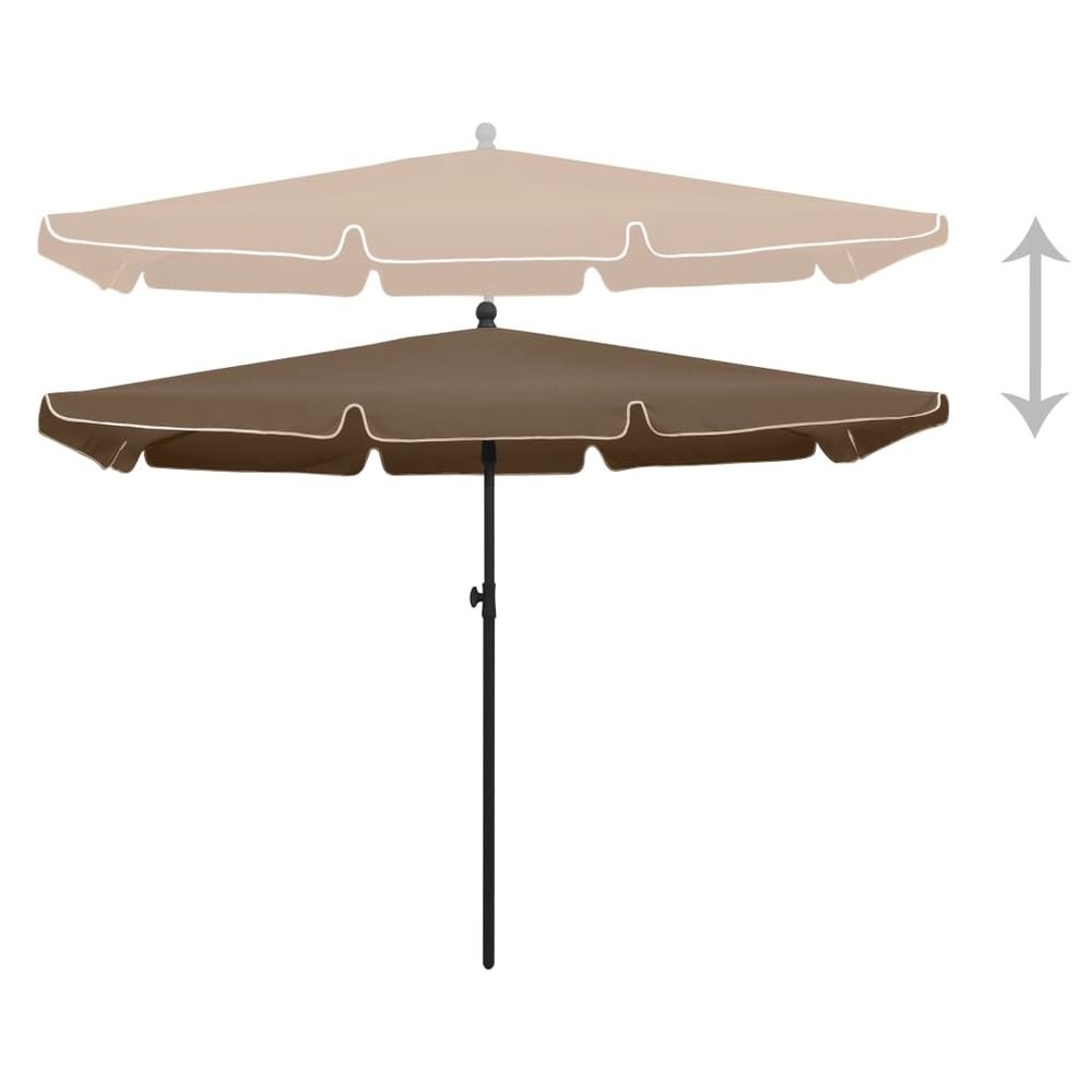 Parasol de jardin avec mât 210 x 140 cm taupe