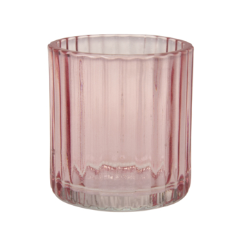 Kaarsenhouder Yannick glas roze 7,5 x 8 cm