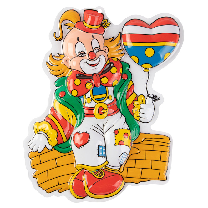 Wanddeko - Clown mit Luftballon - ca. 40 x 35 x 5 cm