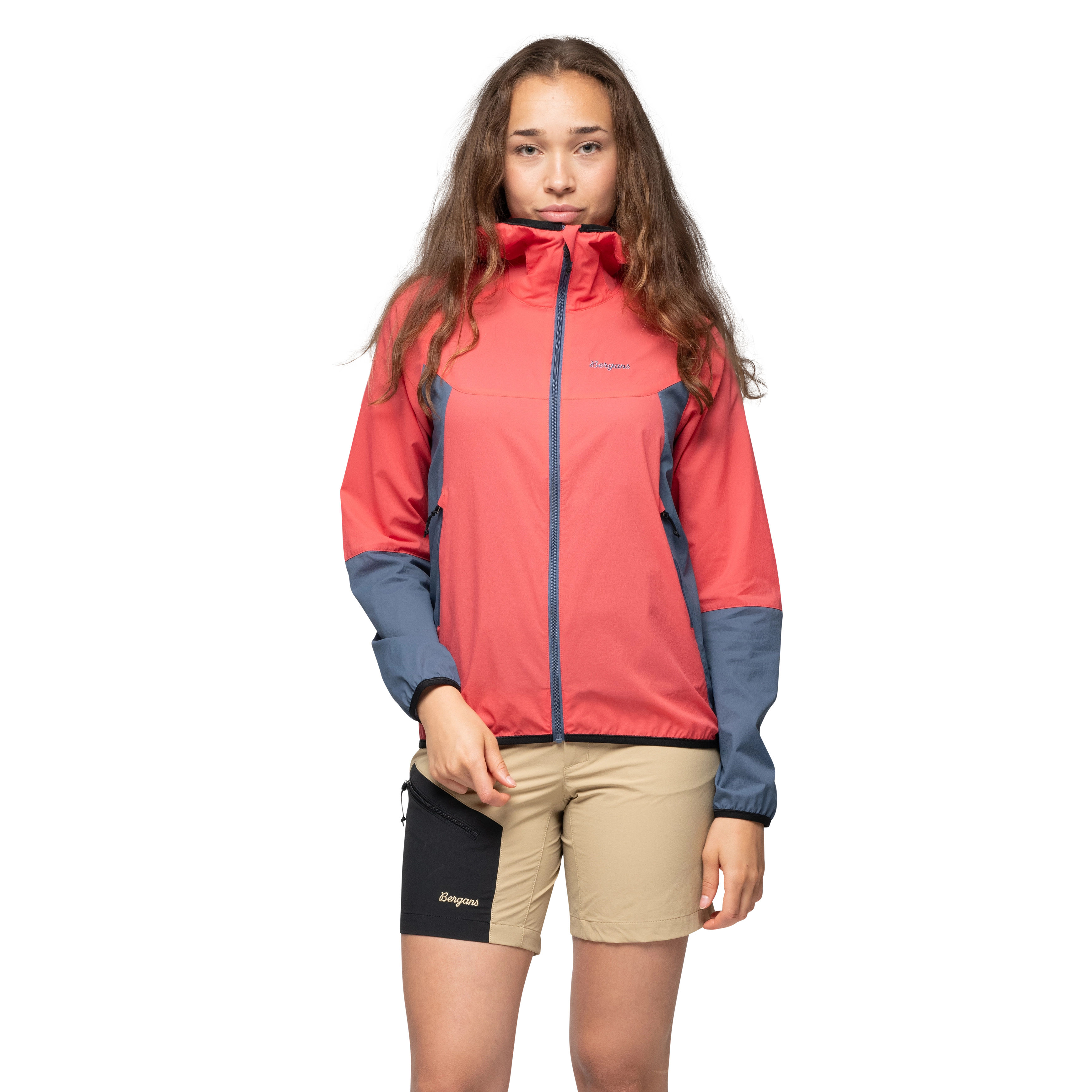 Vaagaa Windbreaker Jacket Women Peachy Red / Granite Blue
