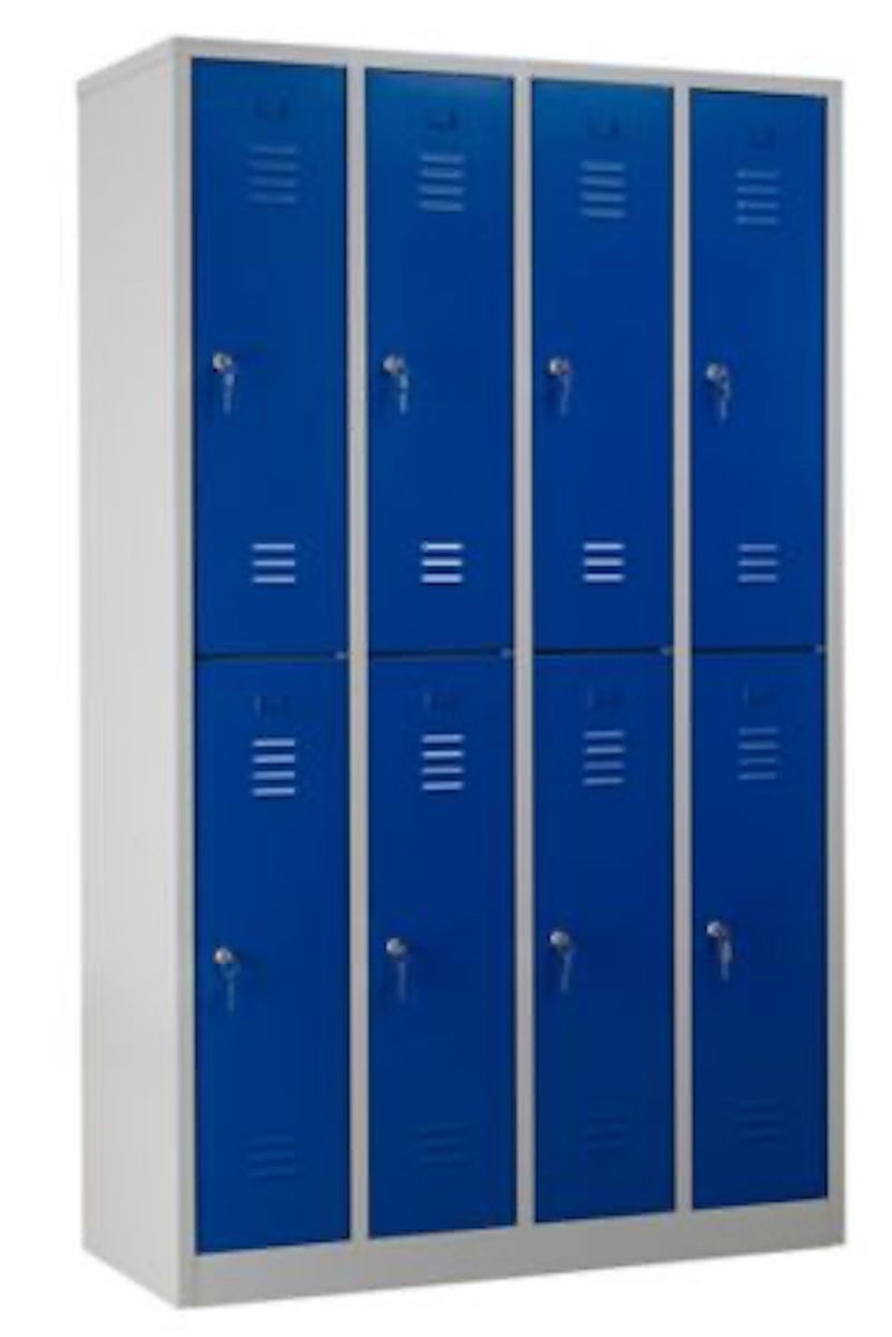 PROREGAL Garderobekast Camel 8 Compartimenten HxBxD 195 x 117 x 50 cm Cilinderslot Grijsblauw