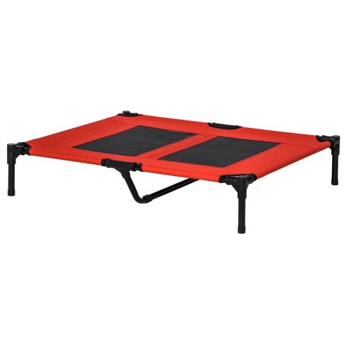 Cama elevada para cães PawHut na cor vermelha.