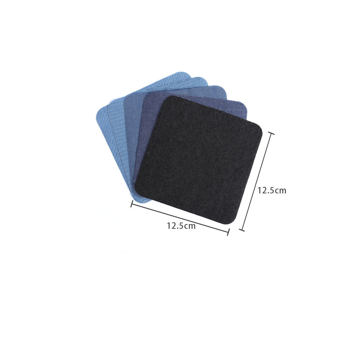 Firkantede påstrykningslapper for jeans 5-pack Denim blå 12.5x12.5 cm
