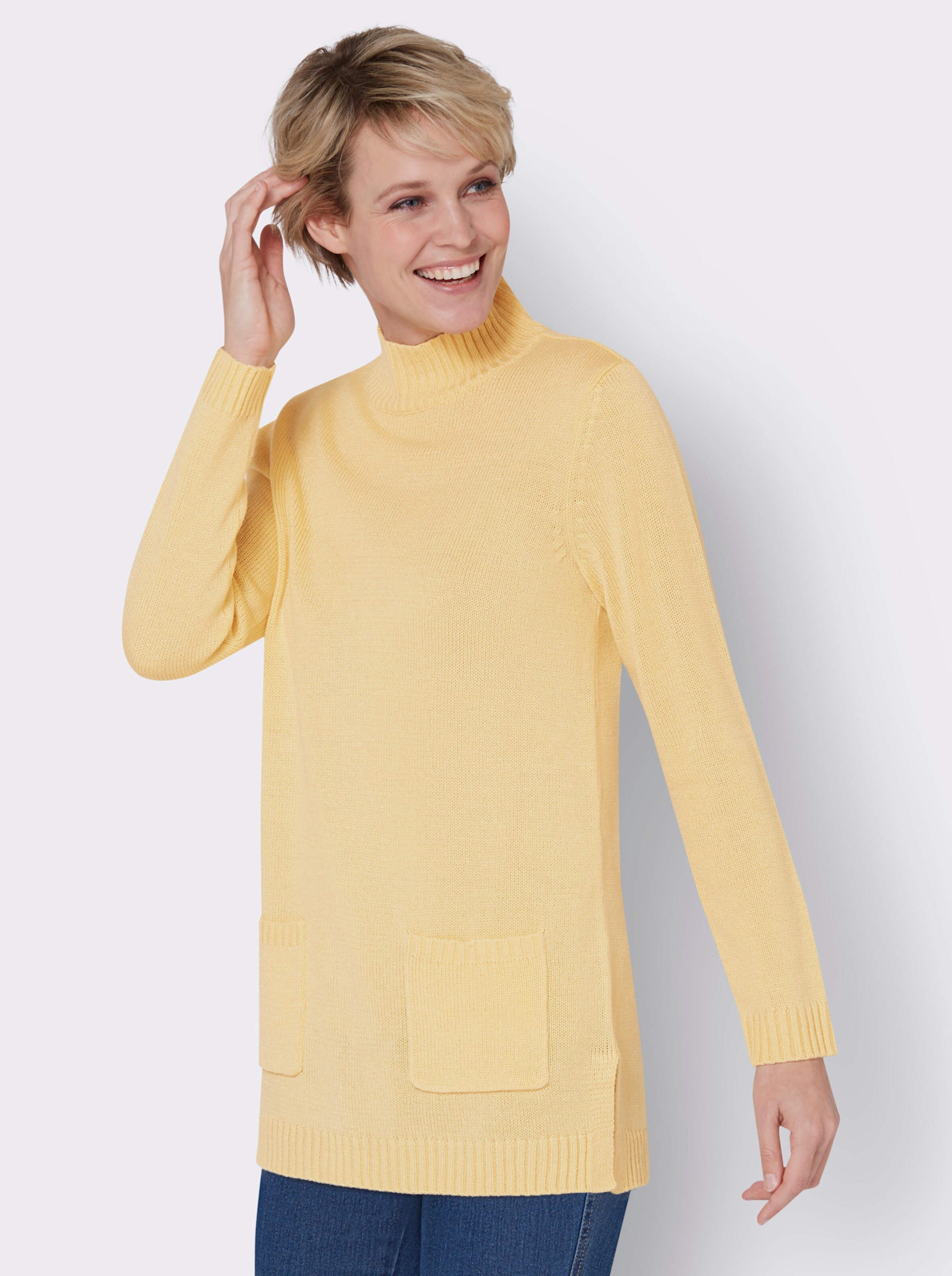 Longpullover mit Stehkragen
