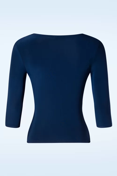 Vintage Chic for Topvintage Ava geknoopte slinky top in marineblauw