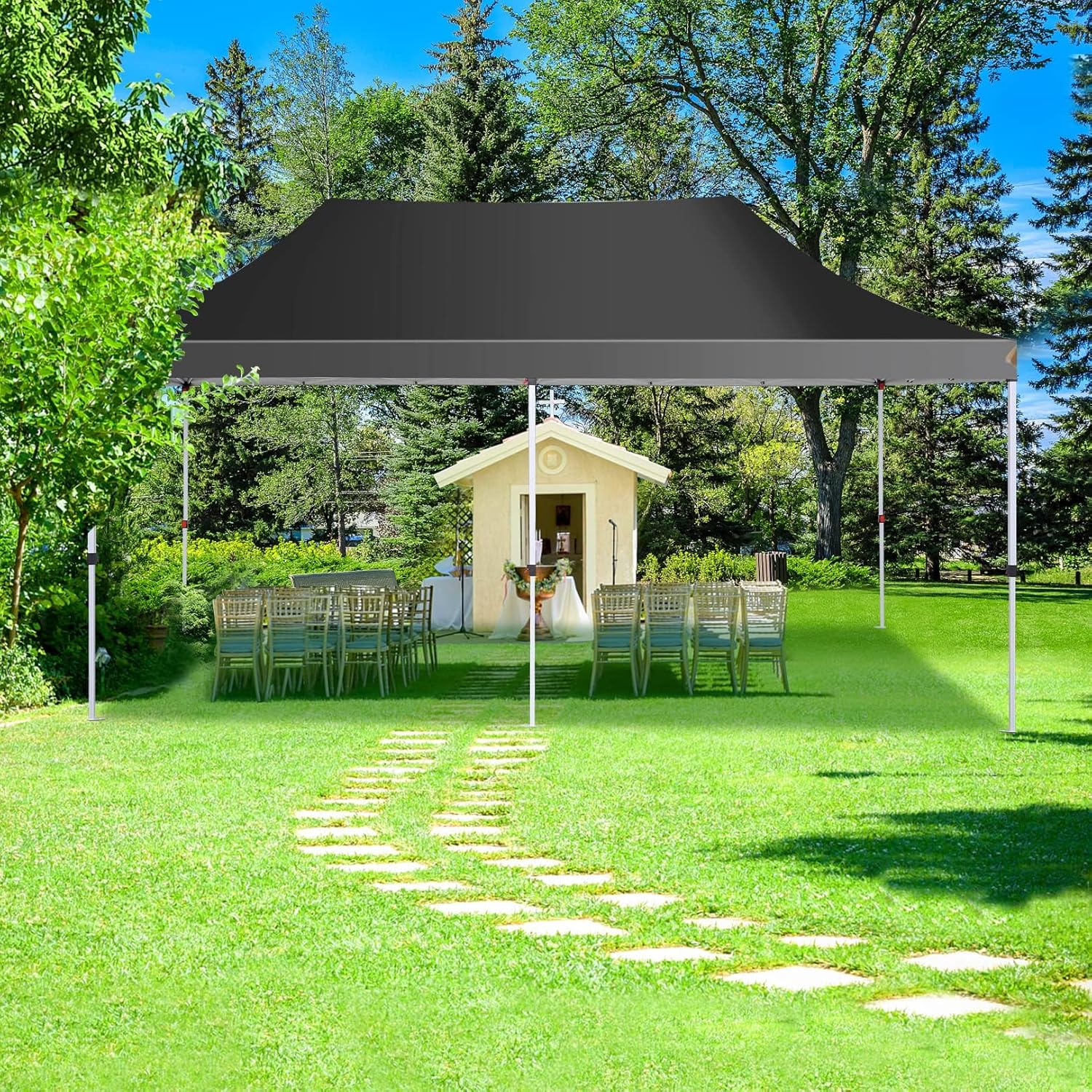 COBIZI Faltpavillon 3X6m Wasserdicht Stabil Pavillon 3x6m, Partyzelt Faltbar Anti-UV mit 6 Seitenwänden & 4 Sandsack, Gartenpavillon für Hochzeiten, Freien, Garten, Party