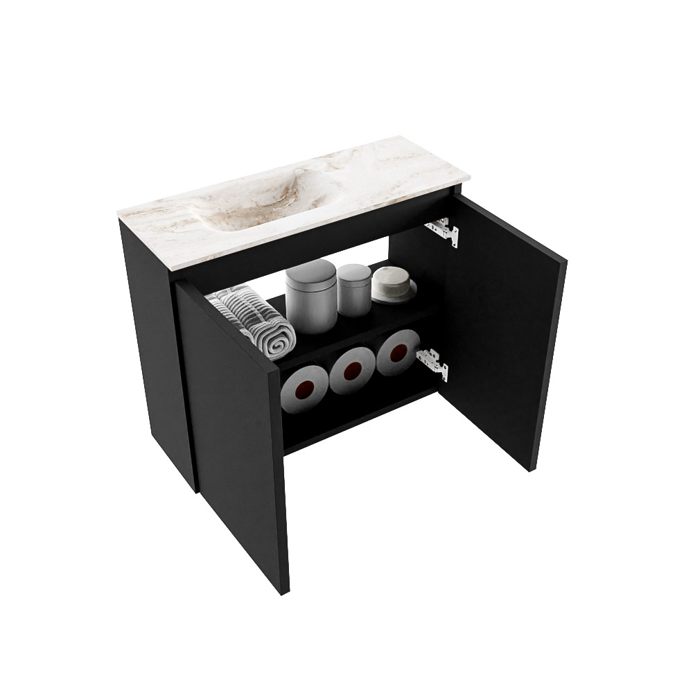 SCHADEMODEL: Mondiaz Ture DLux toiletmeubel 60cm urban met wastafel frappe links zonder kraangat