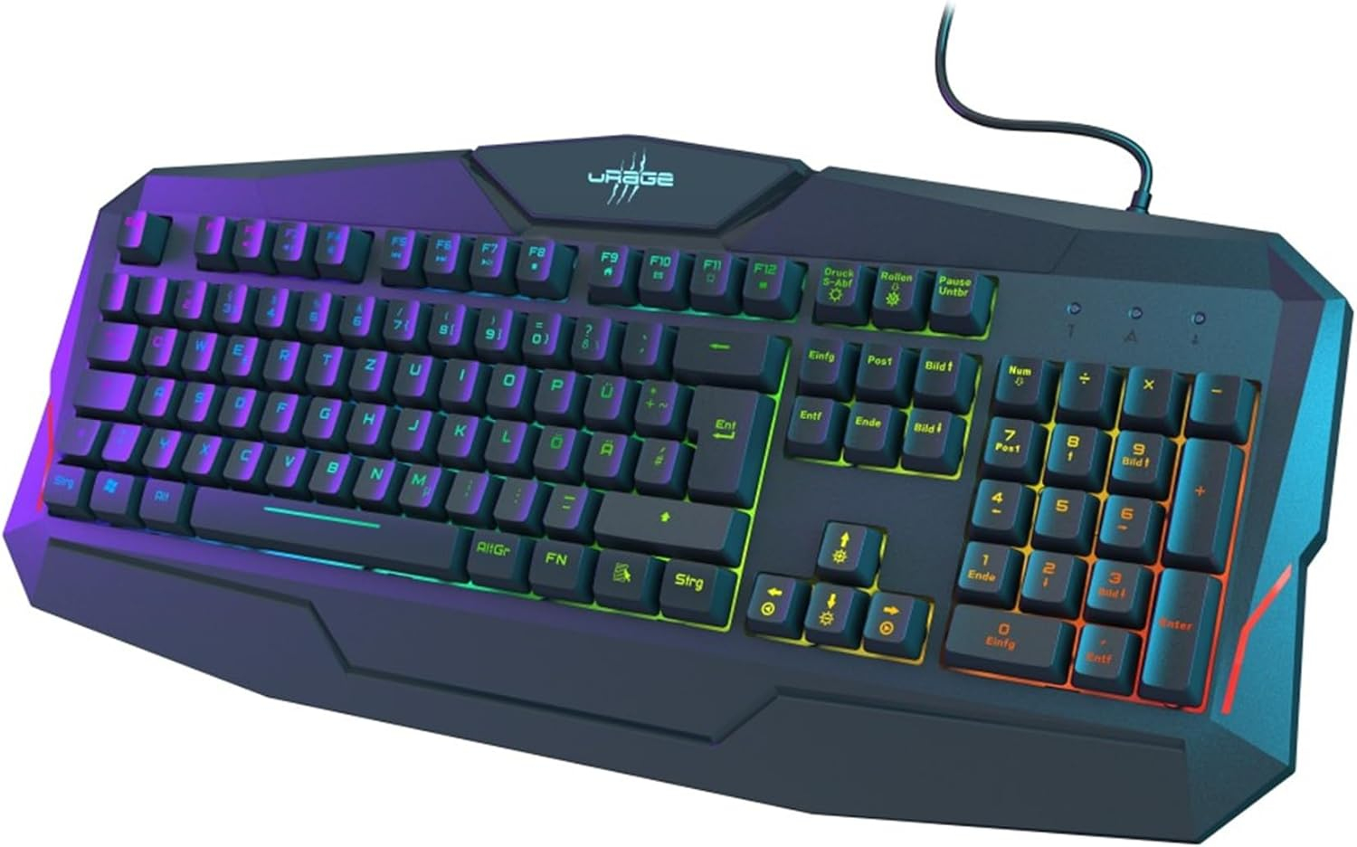Exodus 210 Illuminated Gaming Tastatur Keyboard mit DE Layout / RGB Hintergrundbeleuchtung (00217817) - Schwarz
