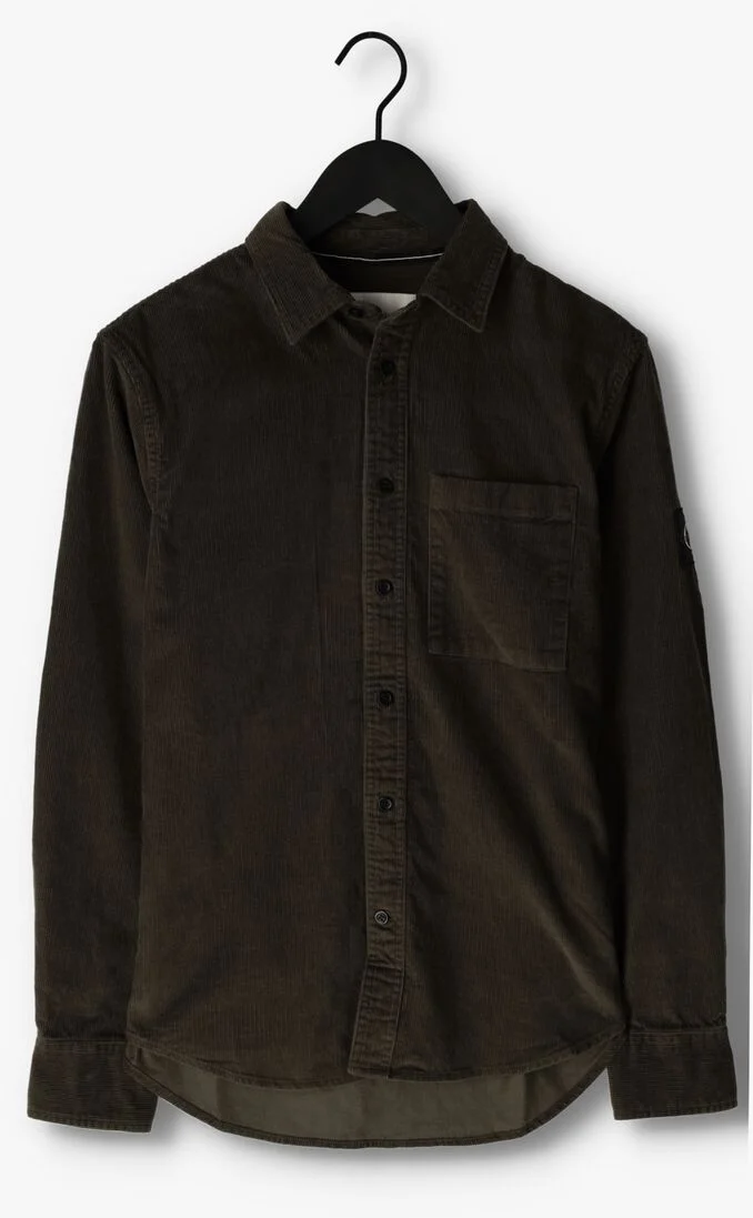 CALVIN KLEIN olijf calvin klein overshirt monologo badge corduroy shirt