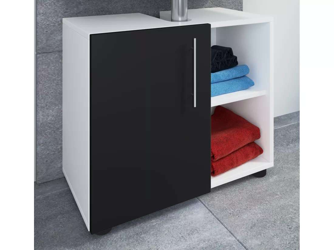 Armoire basse de salle de bains en bois Flandu lll Porte battante