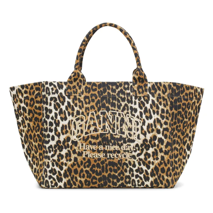 Ganni Cabas Shopper XXL Imprimé Coton Recyclé | Léopard