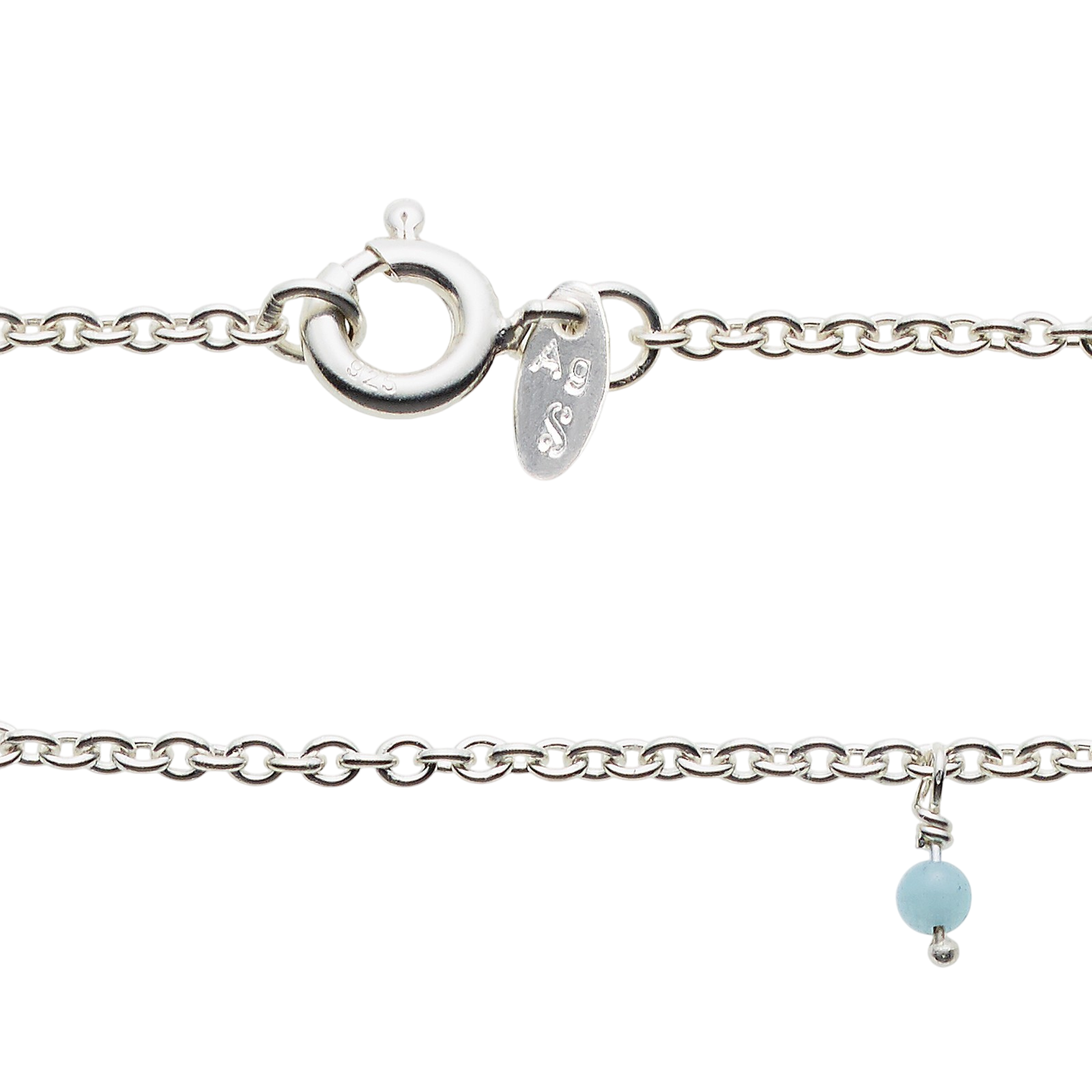 Collier mit 14 Amazonith Steinen, silber