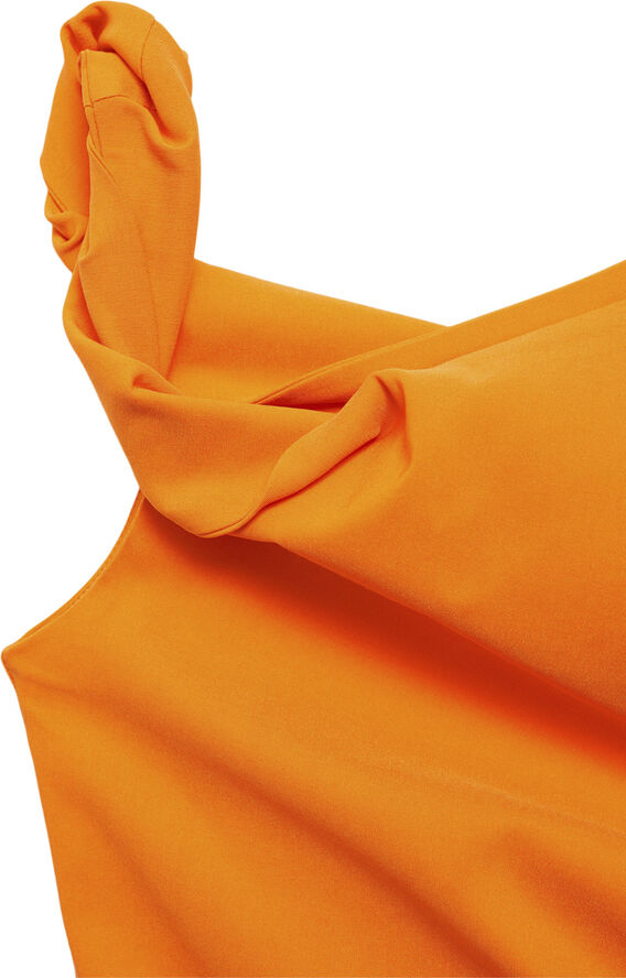 MANGO Asymmetrical pleated dress Orange