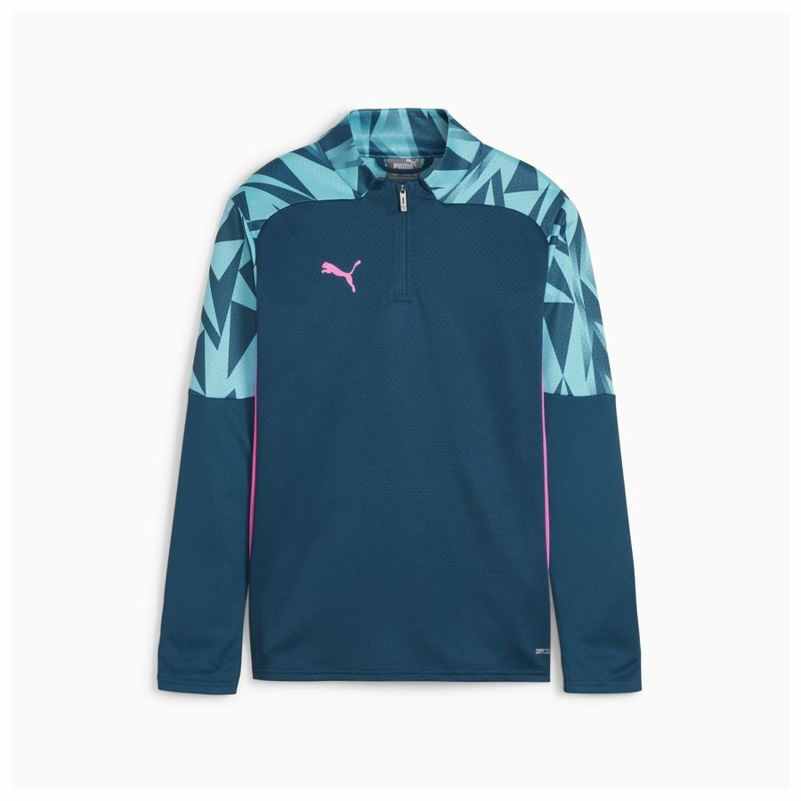 PUMA Maillot d'Entraînement IndividualFINAL Fermeture Éclair 1/4 - Bleu Marine/BLeu/Rose Enfant