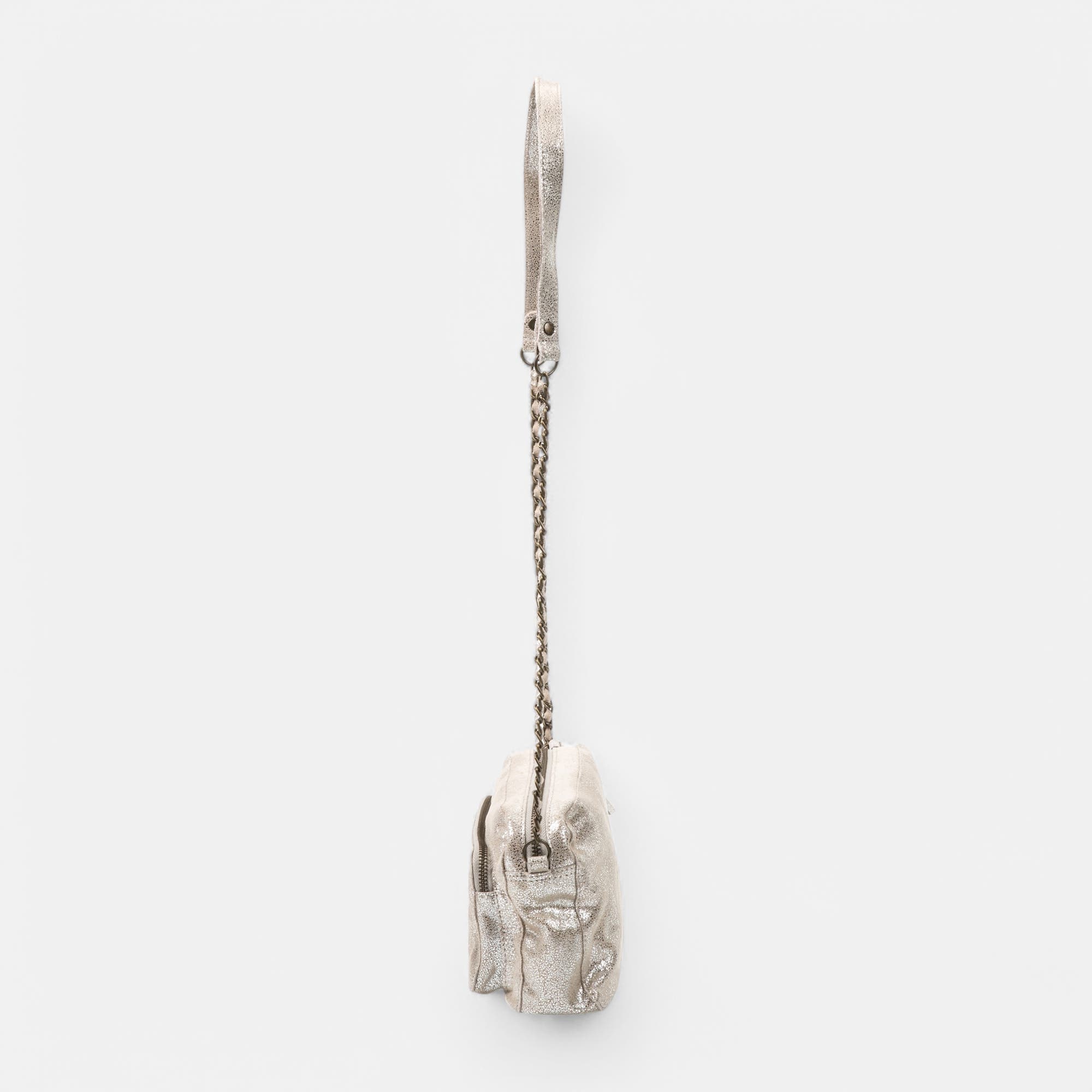 Sac bandoulière en cuir argent