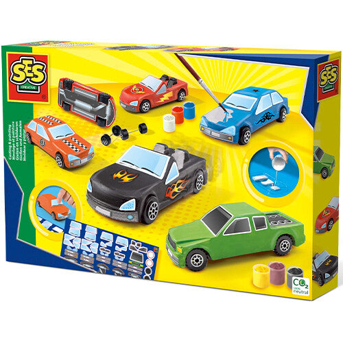 Ses creative gips- en verfpakket - auto's - 5st
