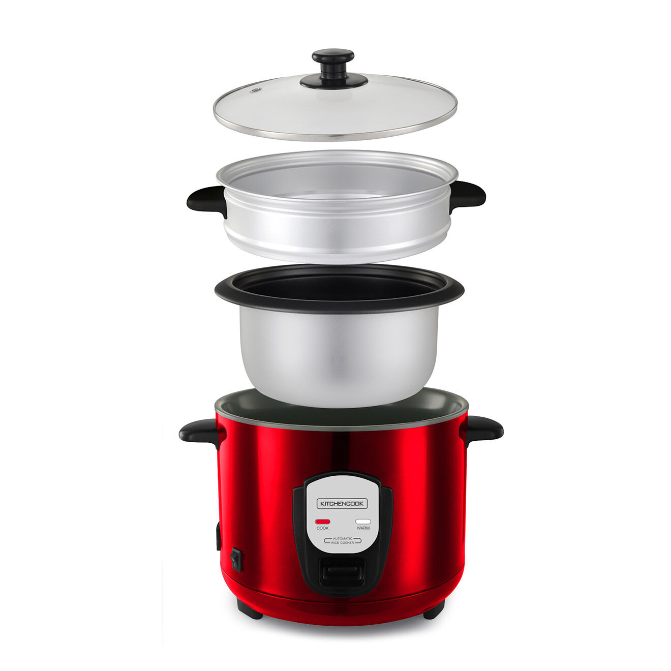 Kitchencook Cuiseur à riz 1.8l avec panier vapeur japan rouge