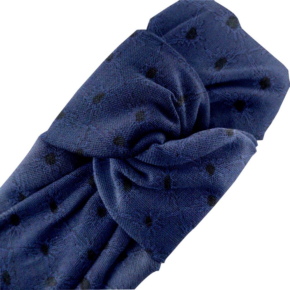 Serre-Tête Large Croisé Broderie Anglaise Marine