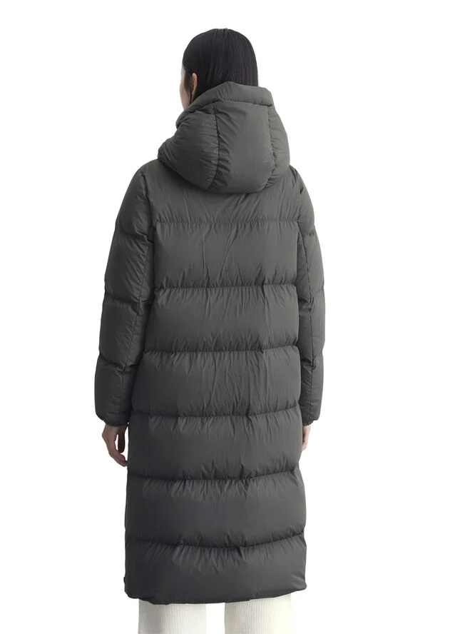 Marc O’Polo Water Repellent Down Puffer Coat, with hood, side slits Light graphite