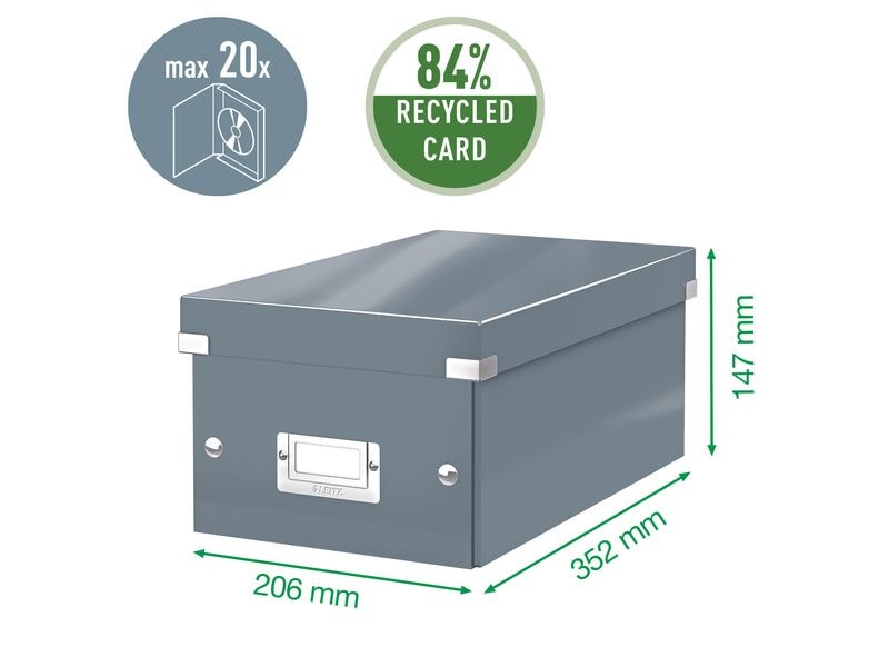 Leitz Aufbewahrungsbox 20 DVD-Hüllen, Blau Zusammenfaltbare Aufbewahrungslösung für DVDs, eisblau