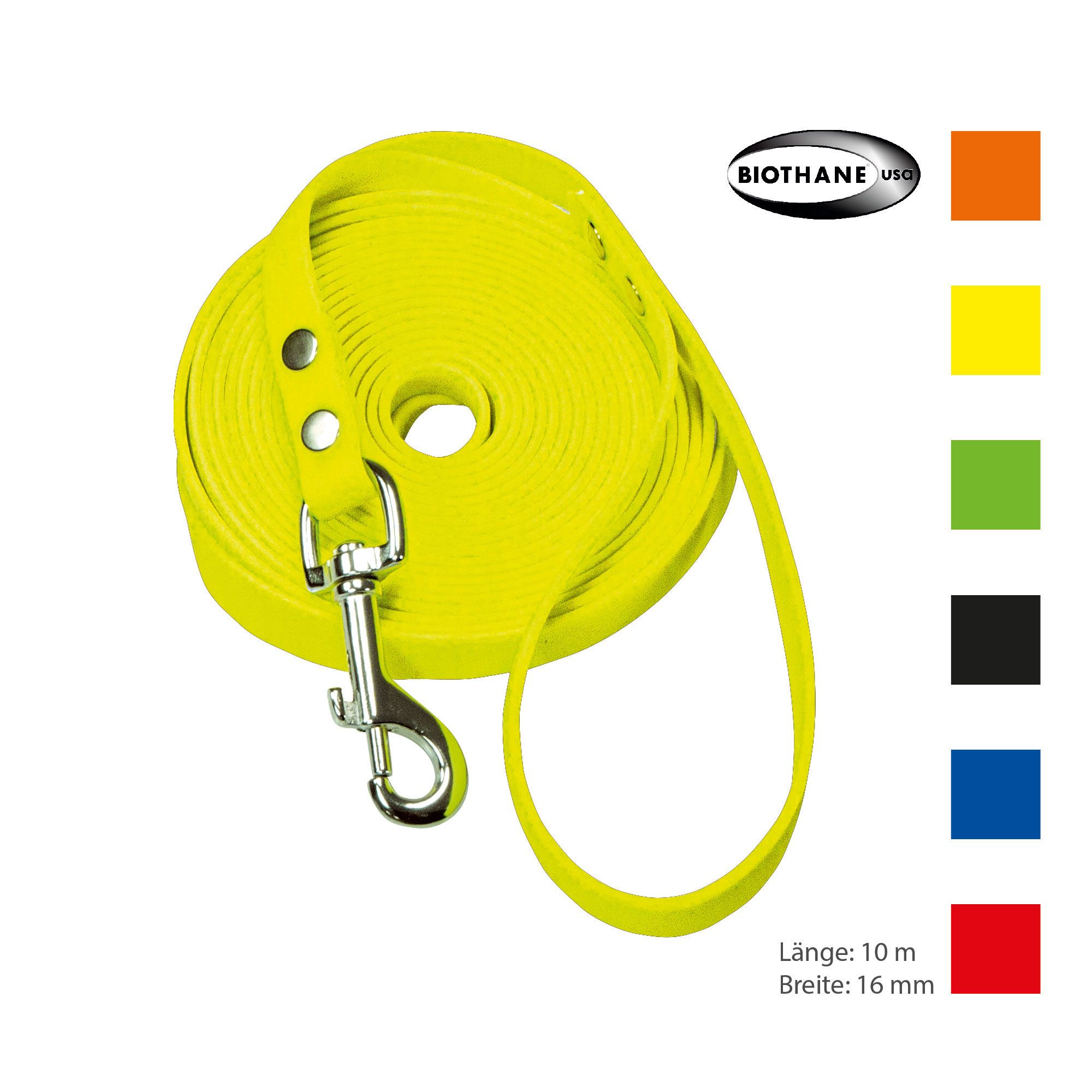 Schecker Biothane® Schleppleine mit Handschlaufe blau, 10 m / 16mm Hundeleine