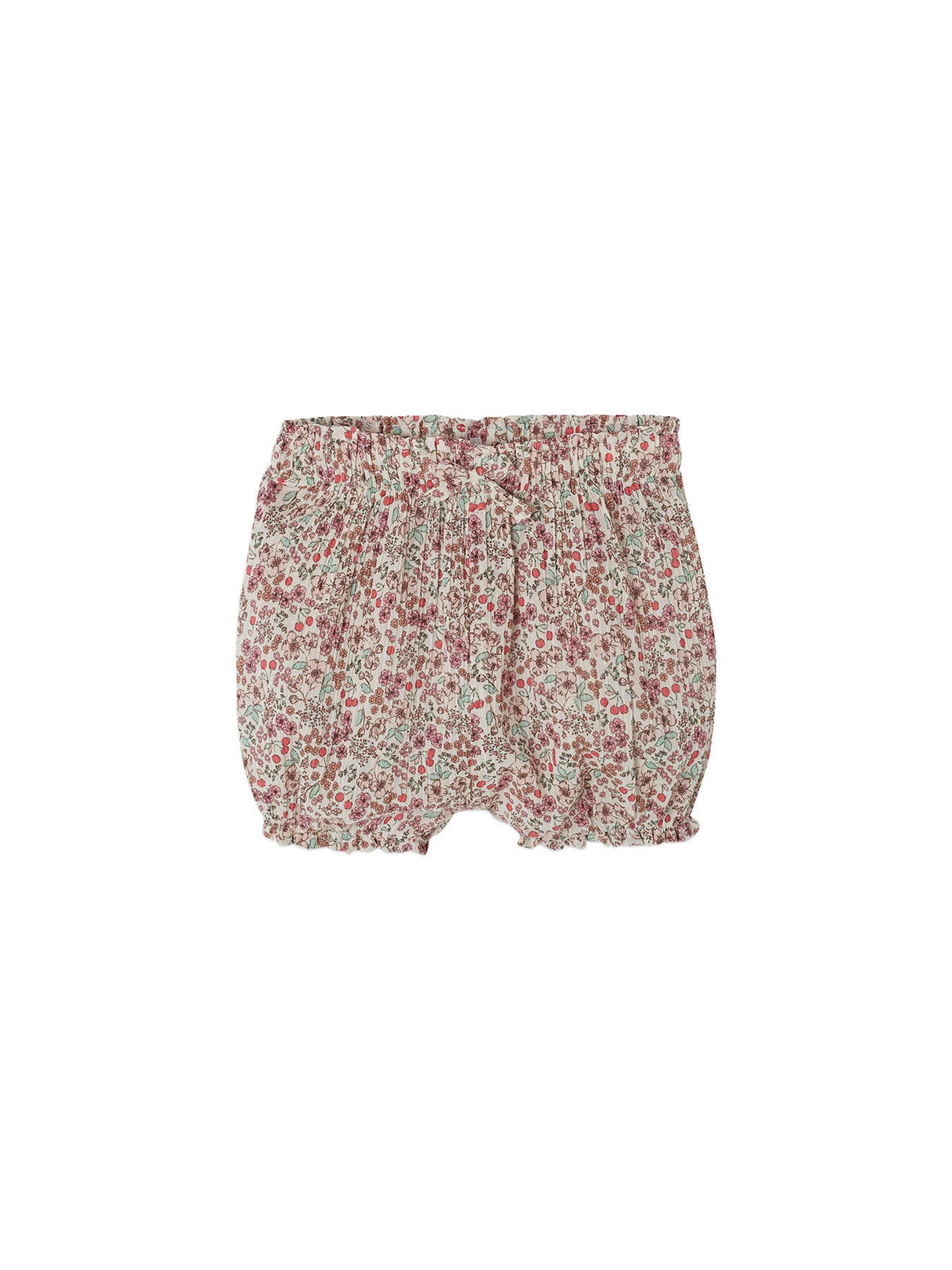 Vertbaudet Baby-Set: T-Shirt mit Kragen & geblümte Shorts wollweiß