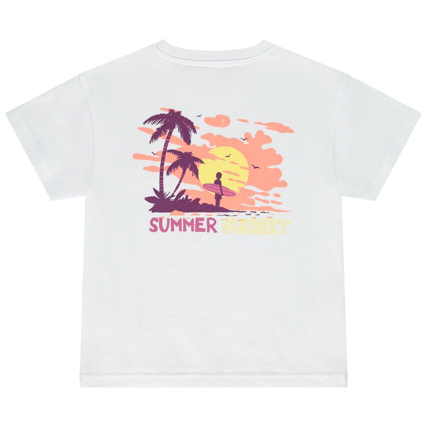 T-shirt manches courtes print fantaisie pour garçon - Blanc