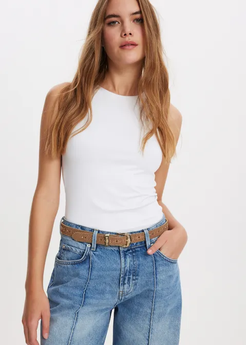 Suede ballchain riem zand (ZND.D)