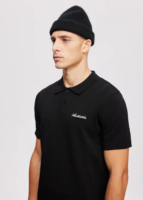 Polo met knoopsluiting zwart (ZWART)
