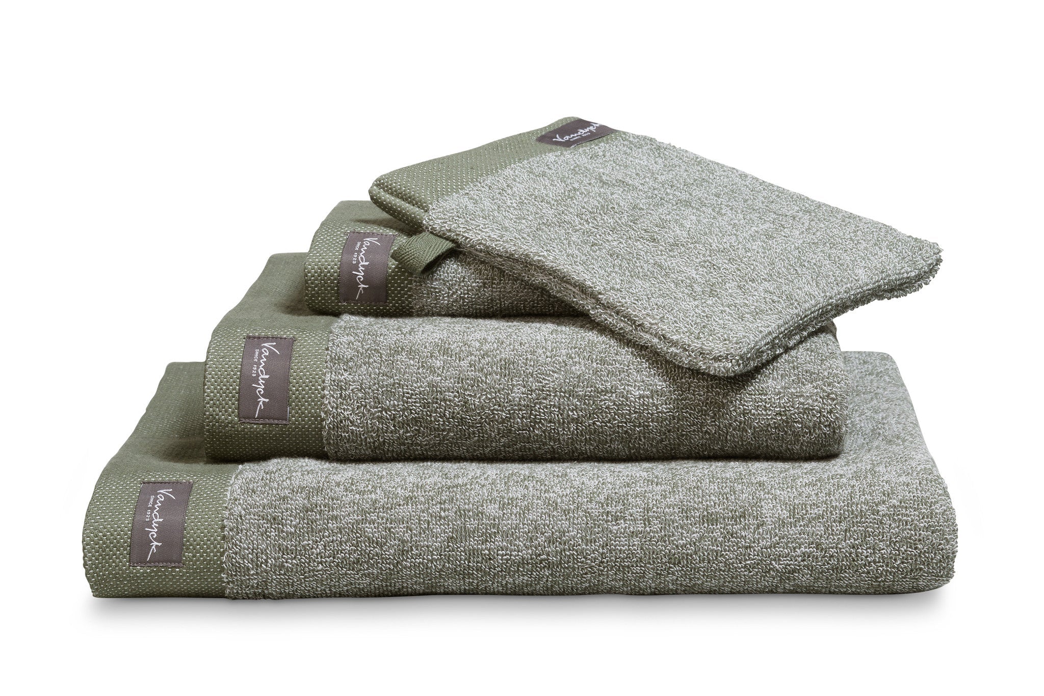Gastendoek Home Mouliné Olive | Groen | Katoen