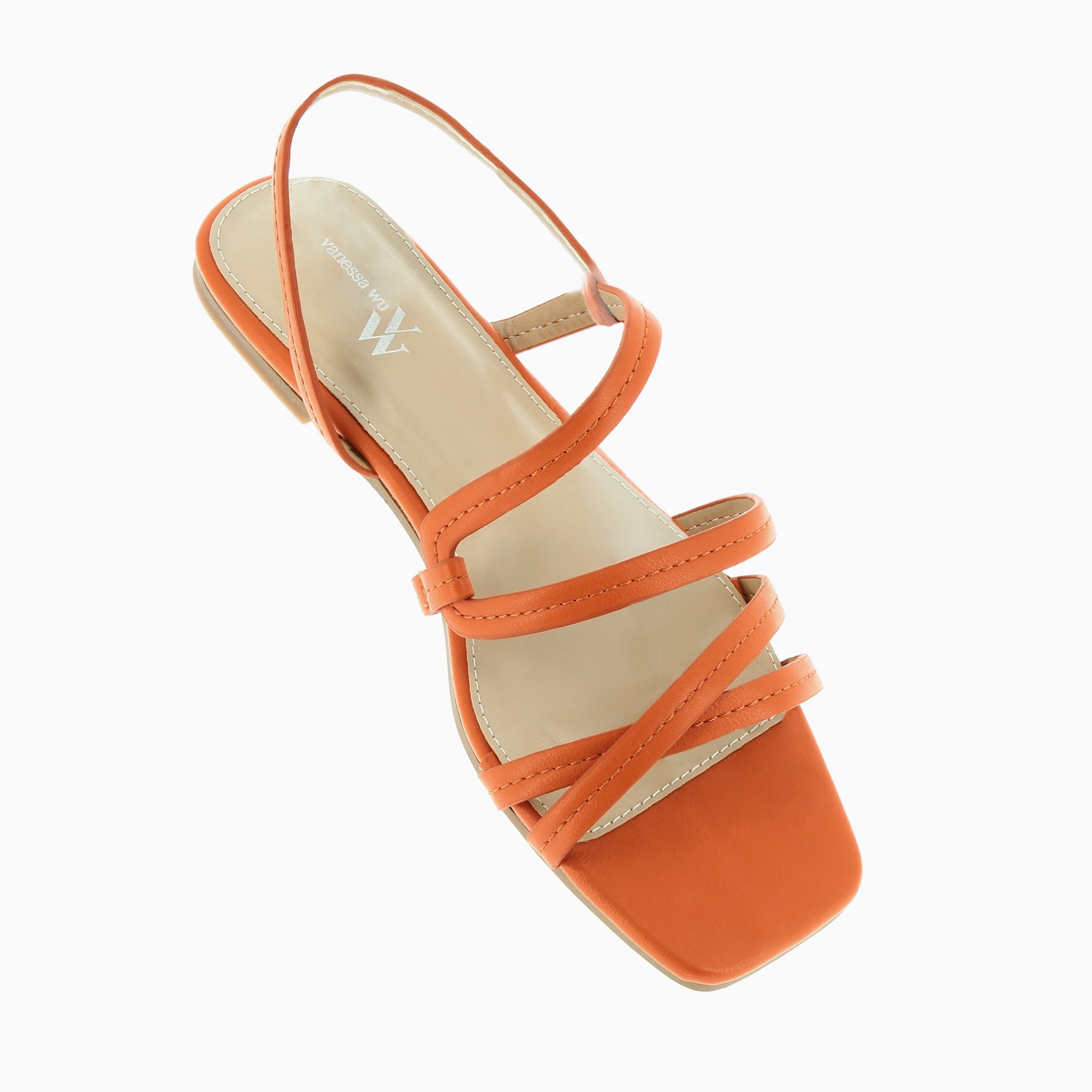 Sandales plates-Sandales plates Aniyah orange à bout carré
