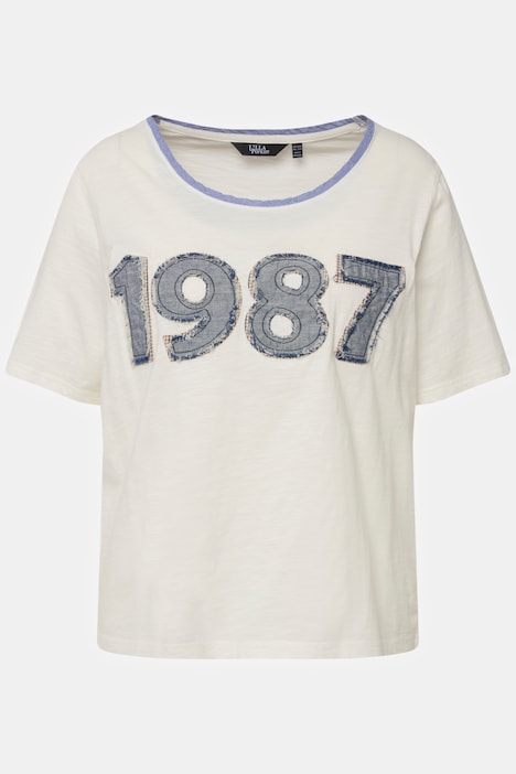 T-Shirt, Jeanszahlen, A-Linie, Rundhals, Halbarm