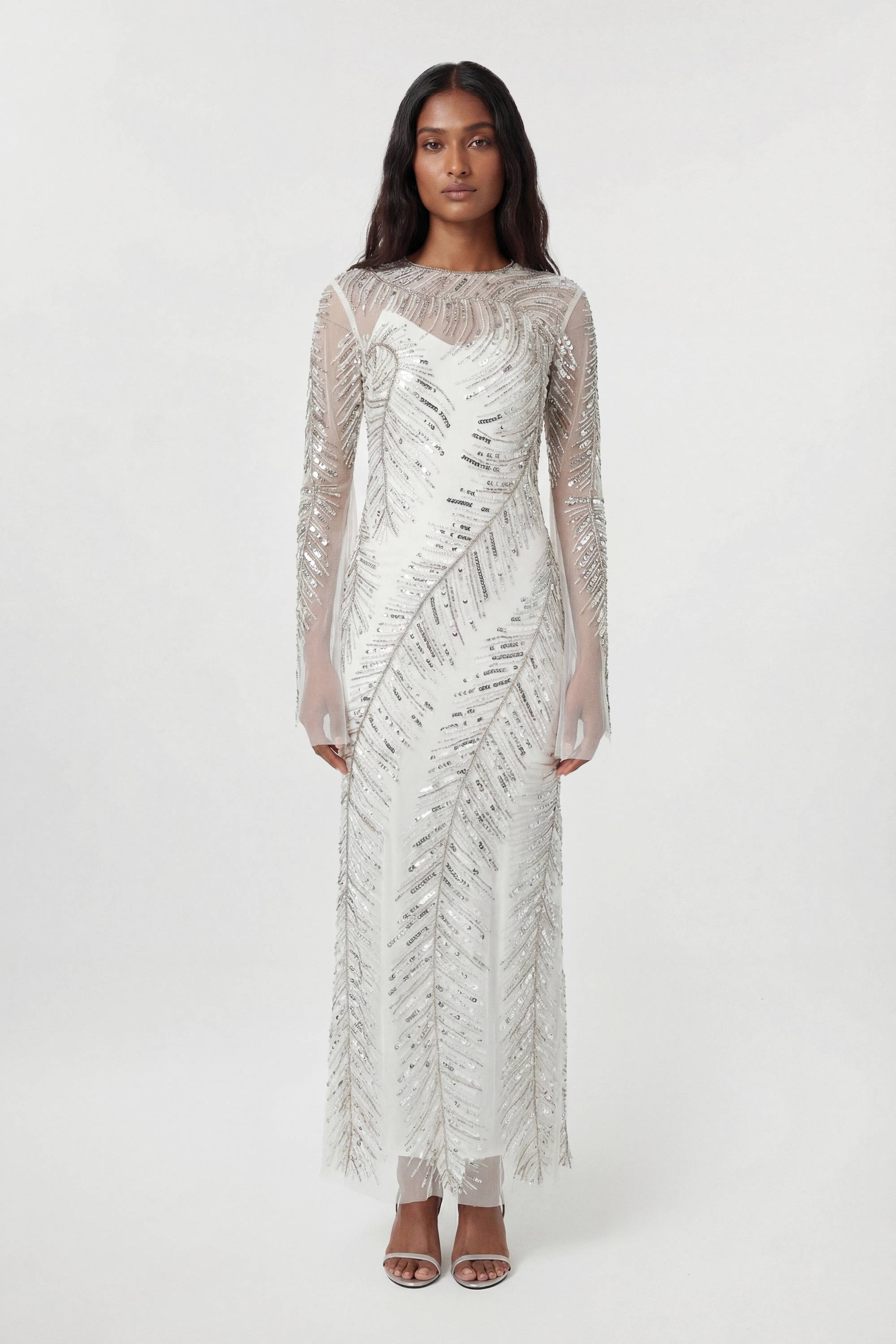 KarenMillen Robe maxi ornée de cristaux en forme de plume