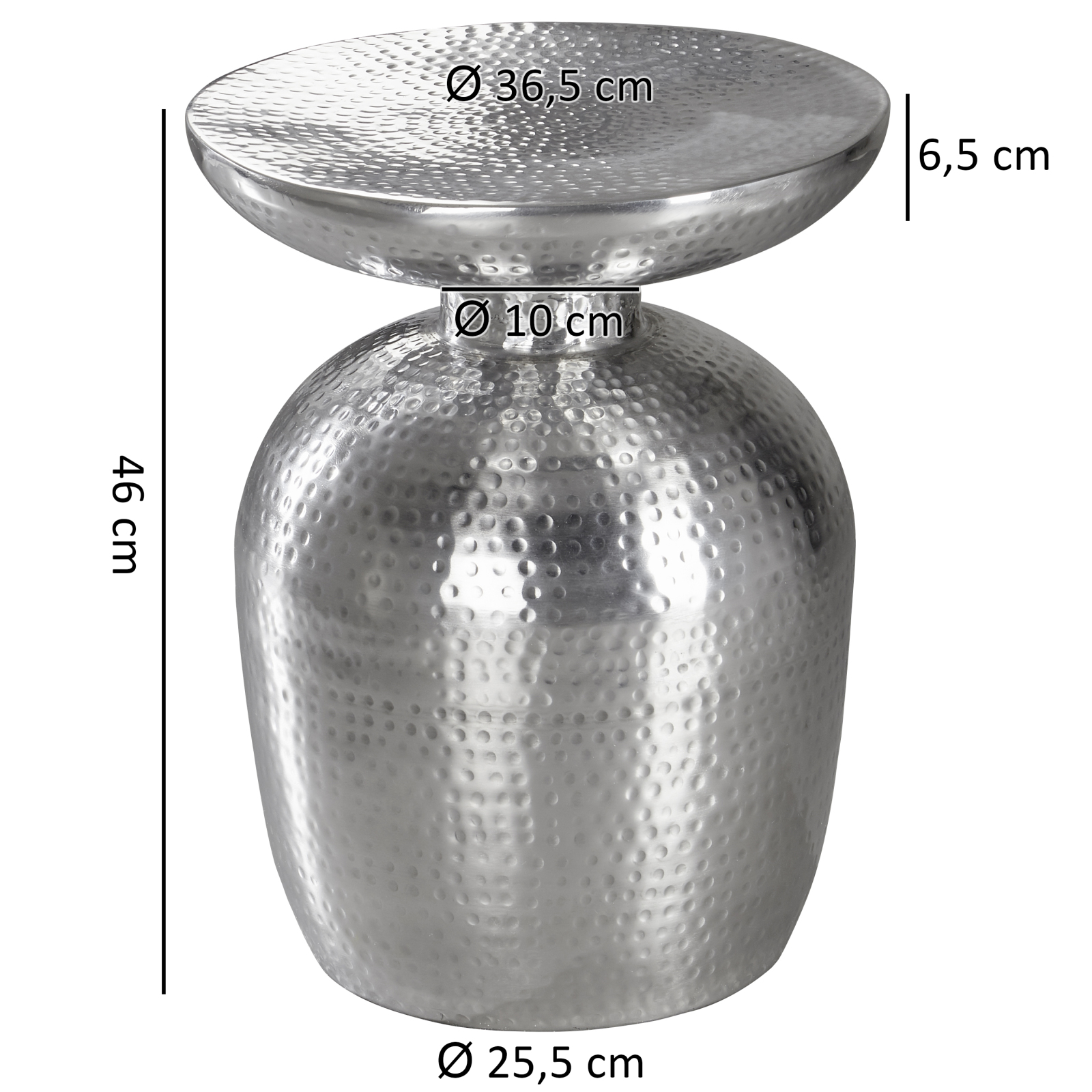 Beistelltisch - silberfarben - Aluminium - 36 cm breit