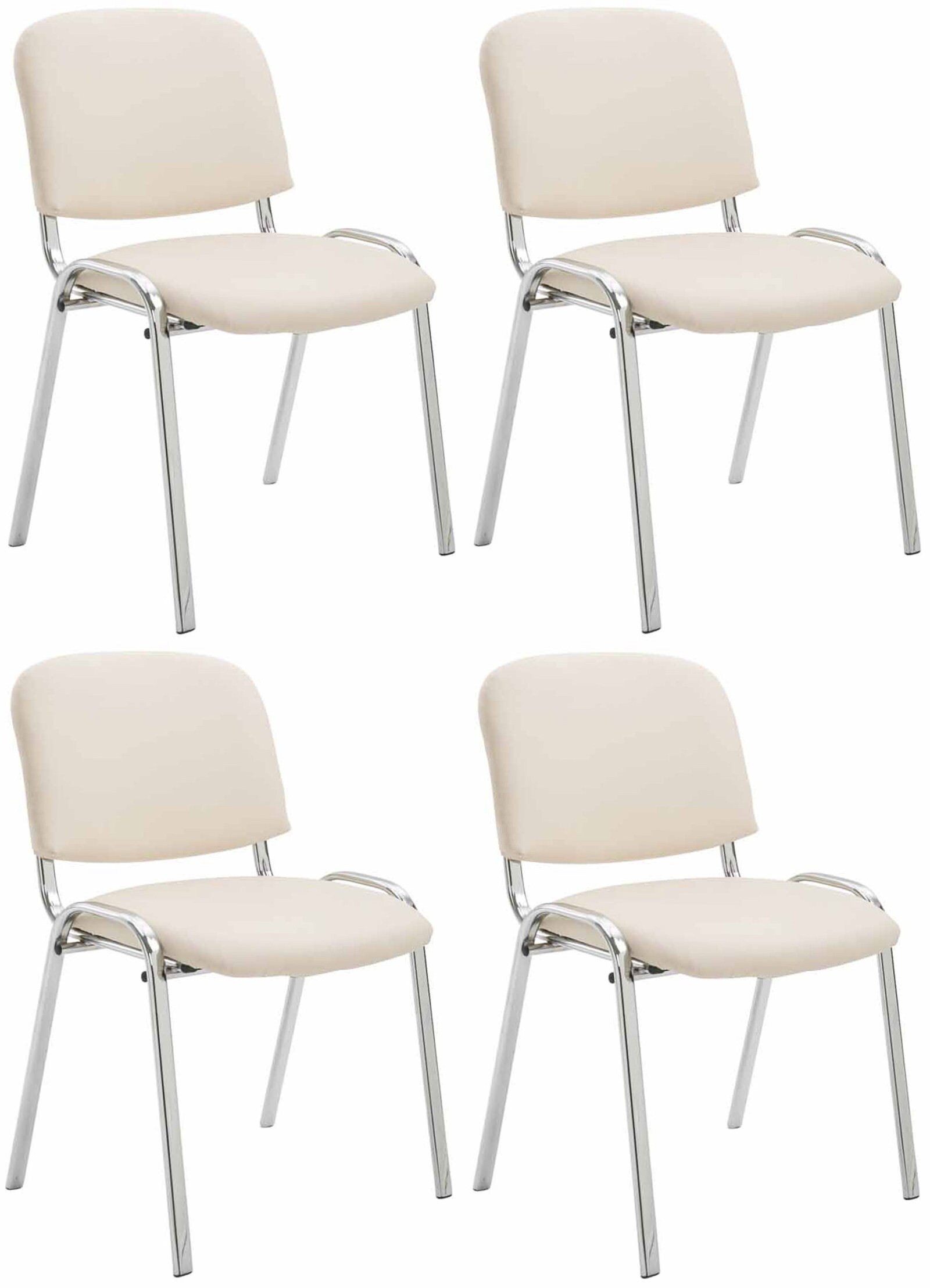 CLP 4er Set Stühle Ken Chrom Kunstleder I Gepolsterte Sitze I Stapelbar