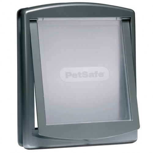 Porta para cães de duas vias prateada