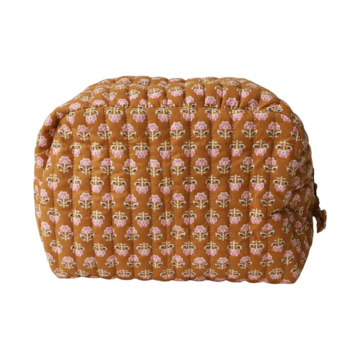 Grande trousse de toilette block print curry - Mariage Indien Pondie Chérie