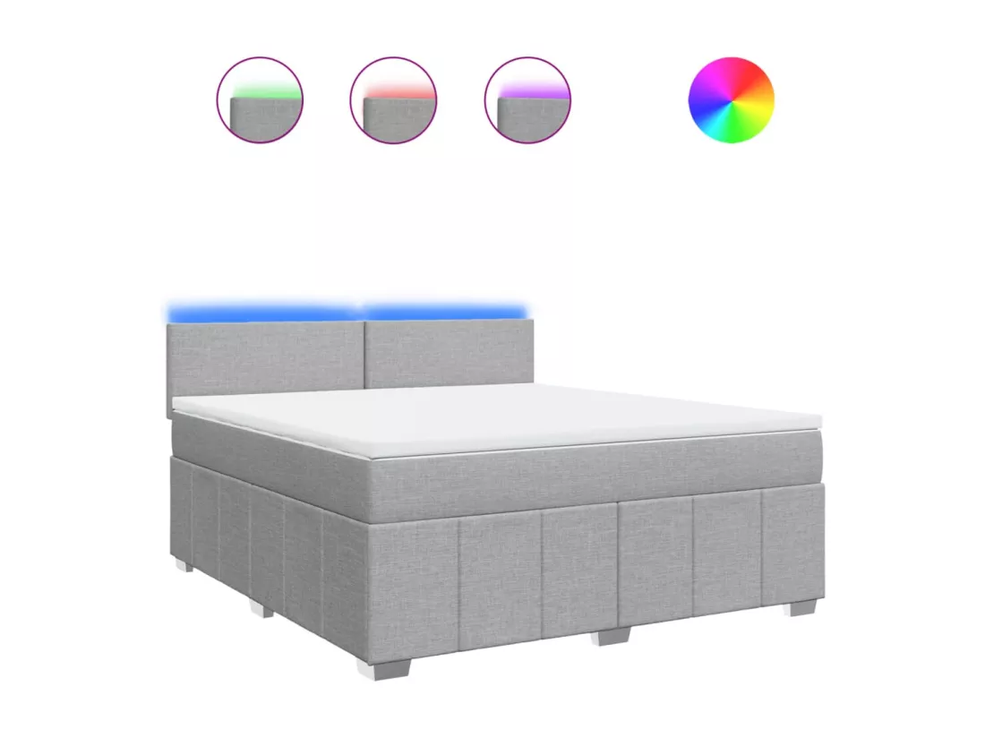 Sommier à lattes de lit avec matelas Gris clair 180x200cm Tissu