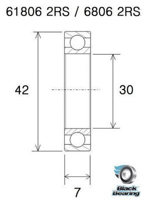 Roulement Black Bearing 61806-2RS 30 x 42 x 7 mm