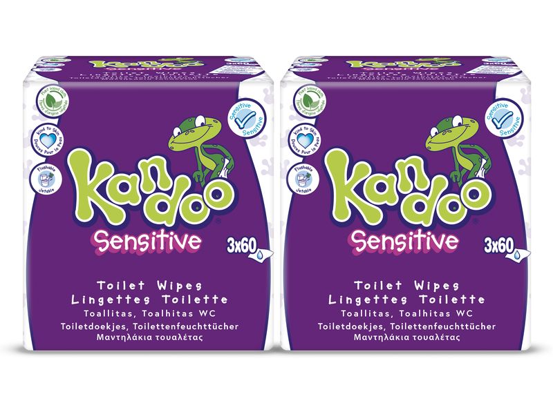 Kandoo Feuchttücher Sensitive 2x 180 Stück Spülbares und feuchtes Toilettenpapier