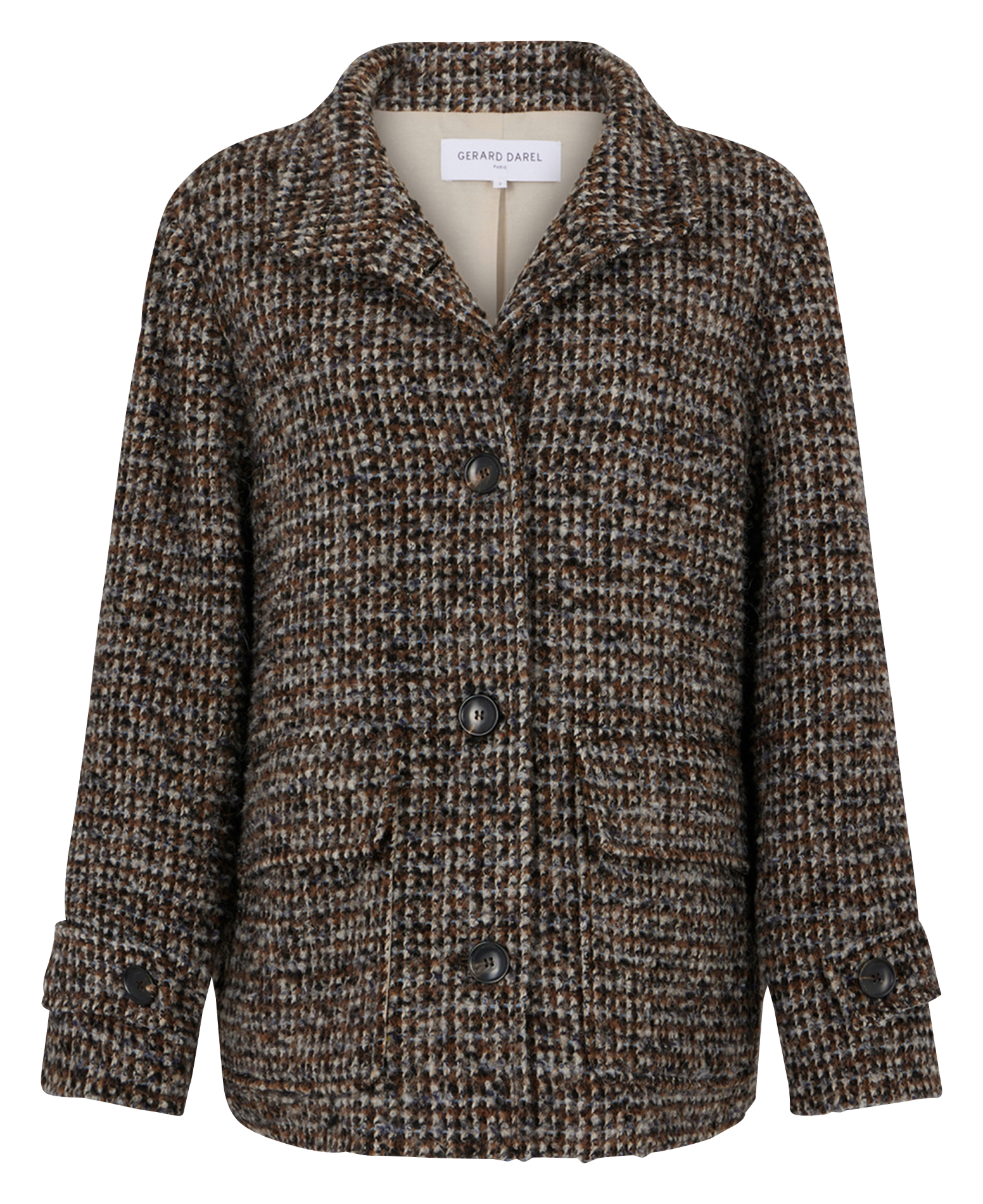 LEONTINE - Manteau droit effet tweed| Marron