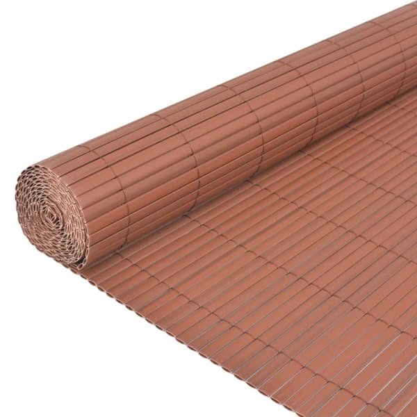 vidaXL Dobbelsidet hagegjerde PVC 90x300 cm brun