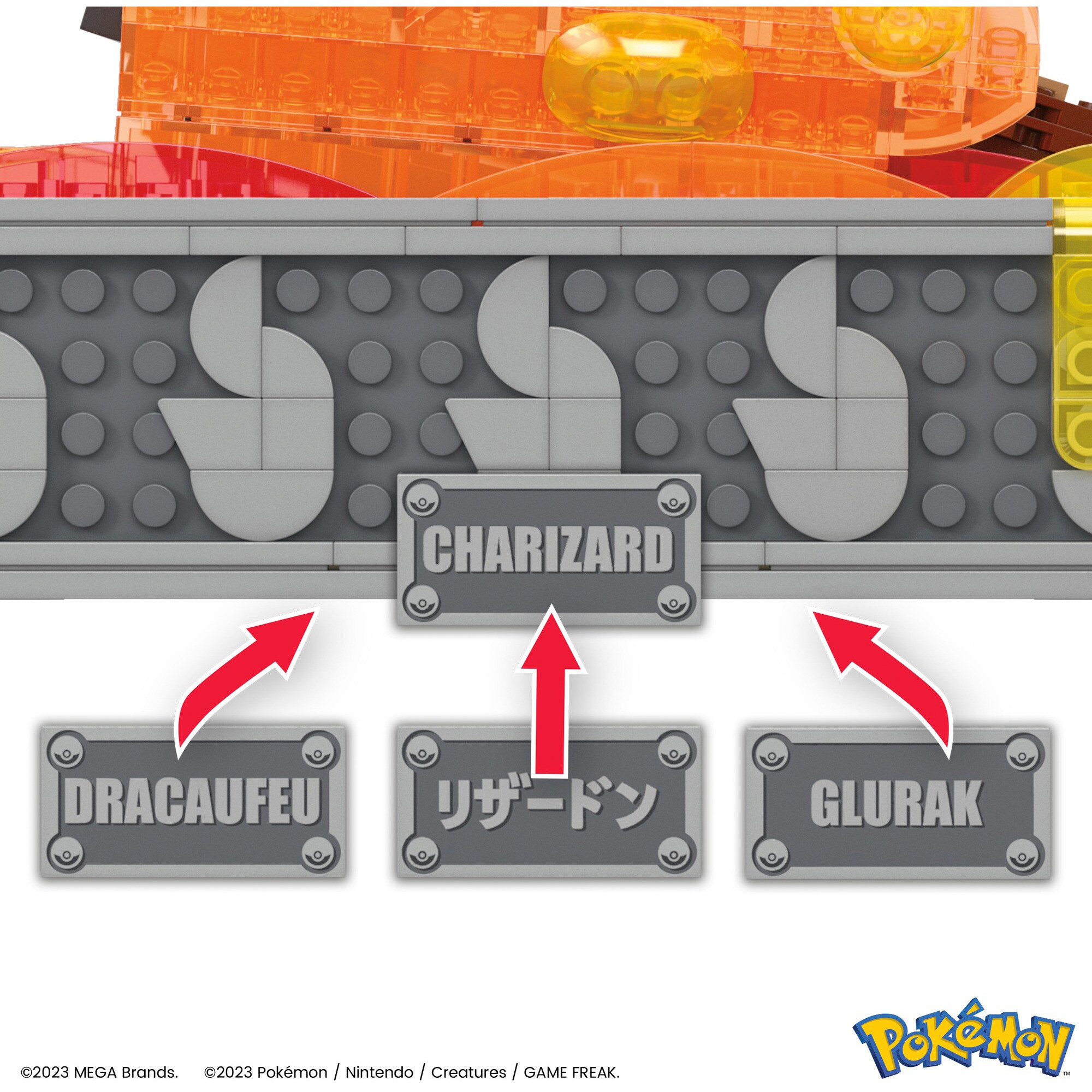 Mattel Konstruktionsspielzeug MEGA Pokémon Motion Glurak bewegliches Bauset