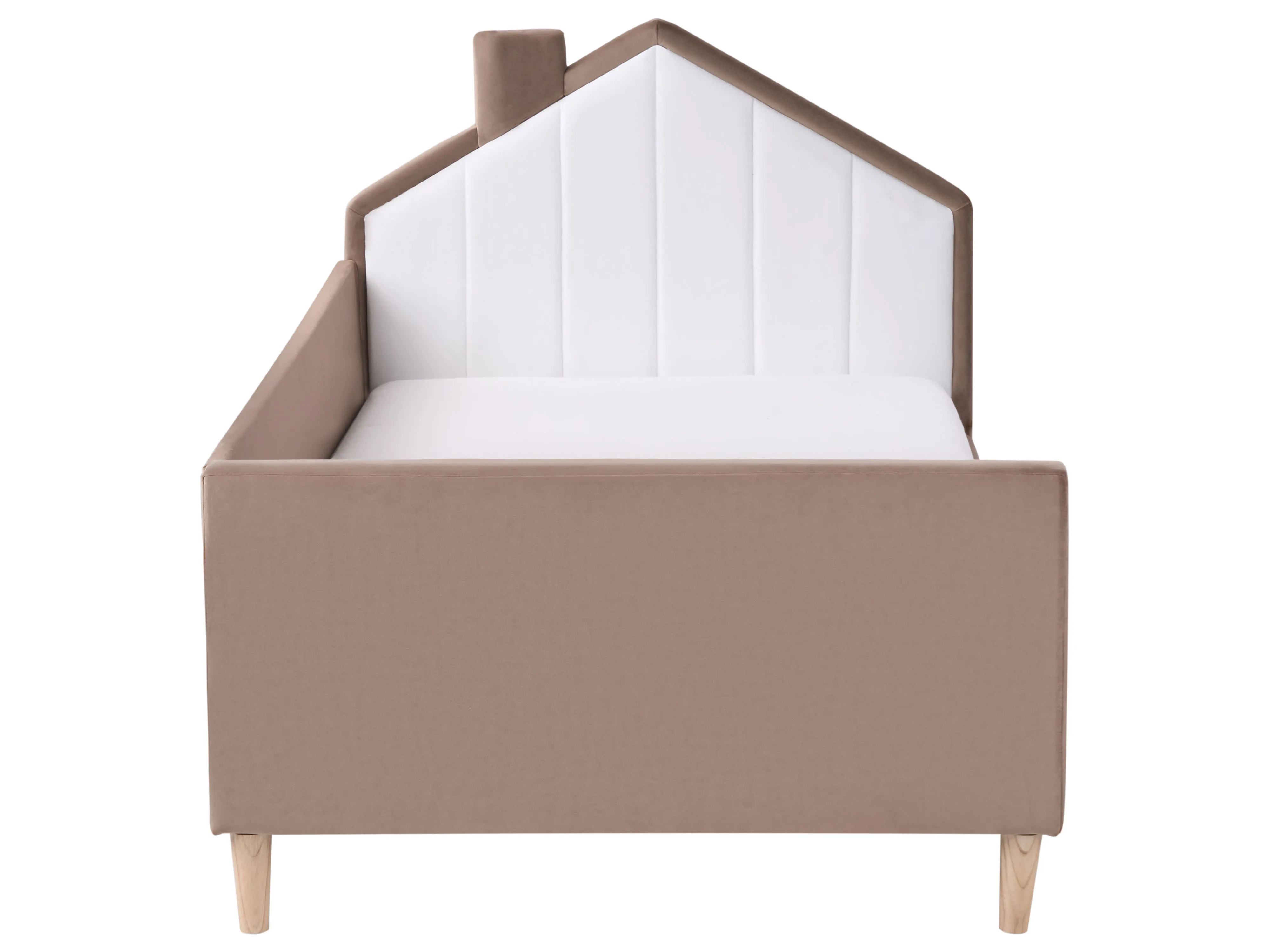 Kinderbed Huis Fluweel KERVAN 90 x 200 cm Lichtbruin