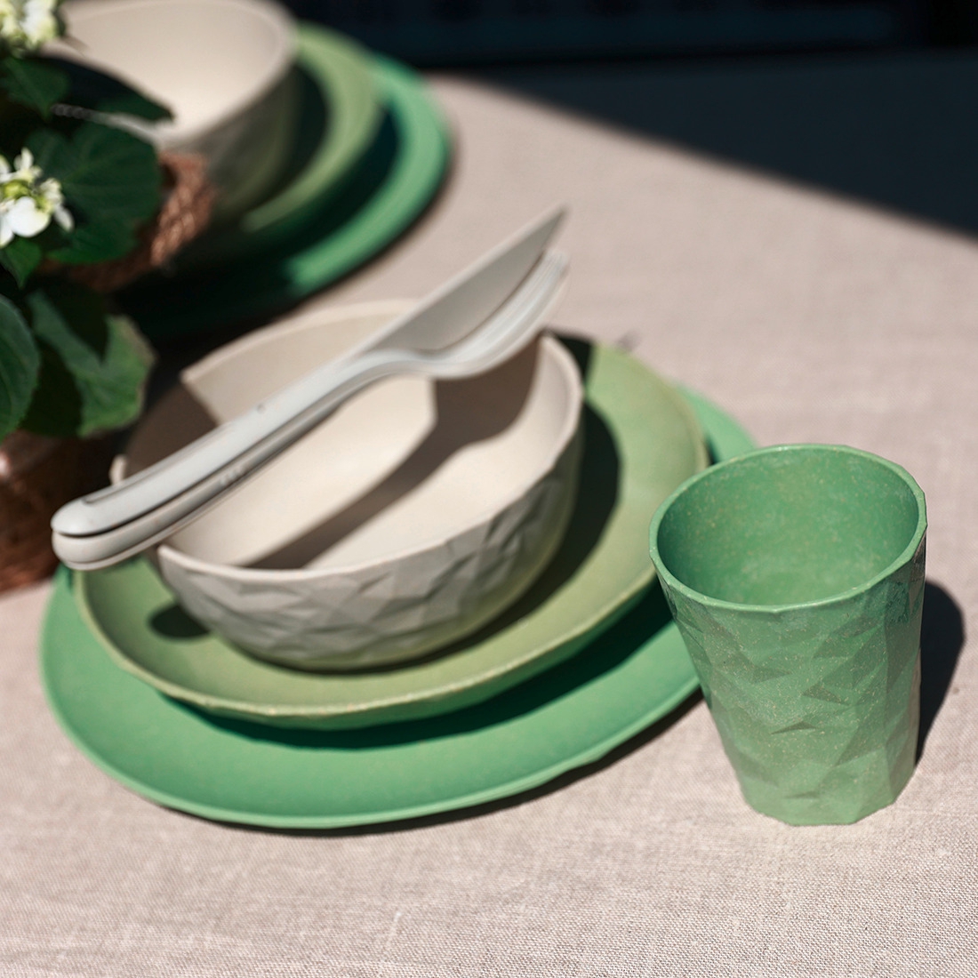 Koziol KLIKK Besteck-Set 3-tlg. nature leaf green