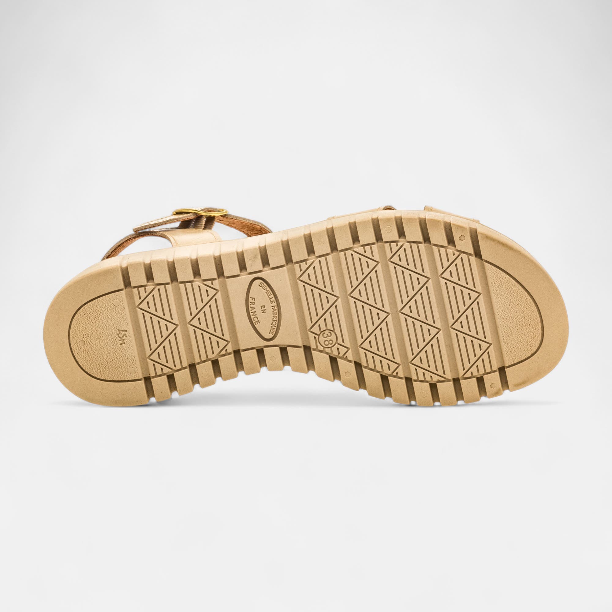 Sandales à talon compensé Femme en cuir beige