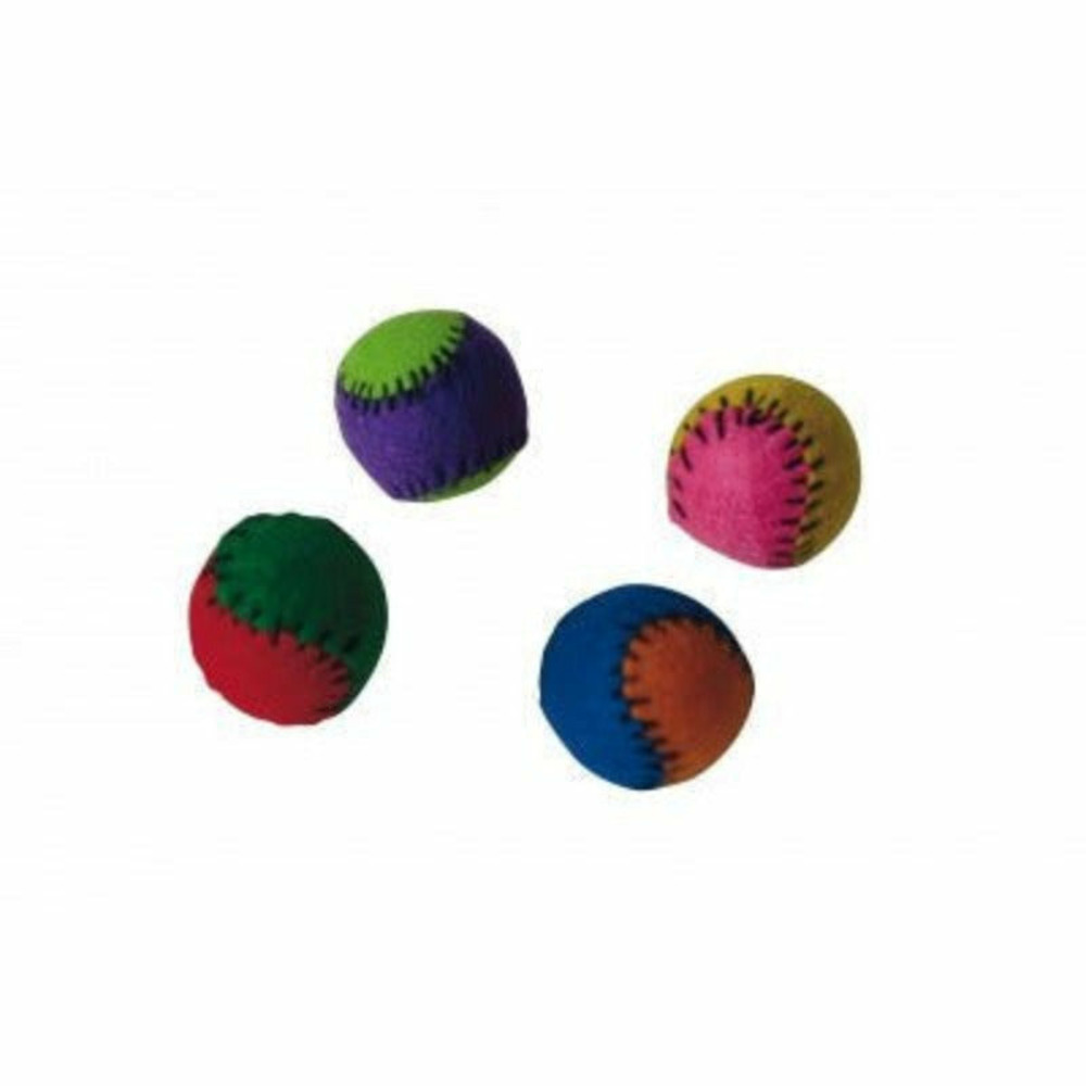 Lot de 4 balles feutrine pour chats avec grelot interne - balle de ø 3 cm